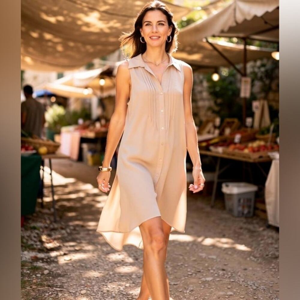 Vintage Decree Beige Sheer Sleeveless High Low Blouse